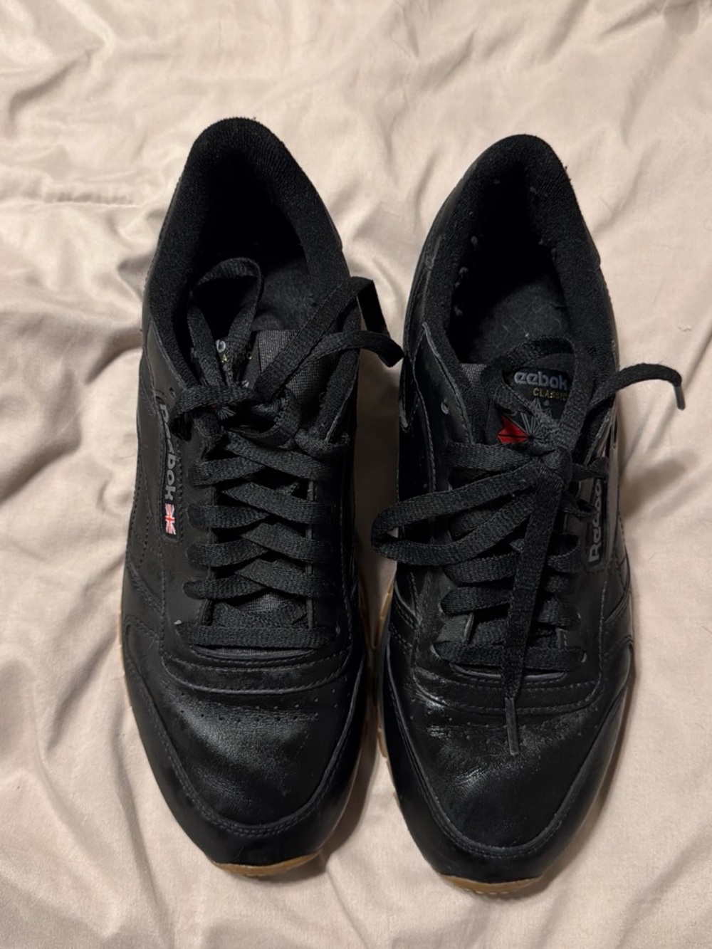 Reebok Men’s Black Leather Lace-Up Sneakers